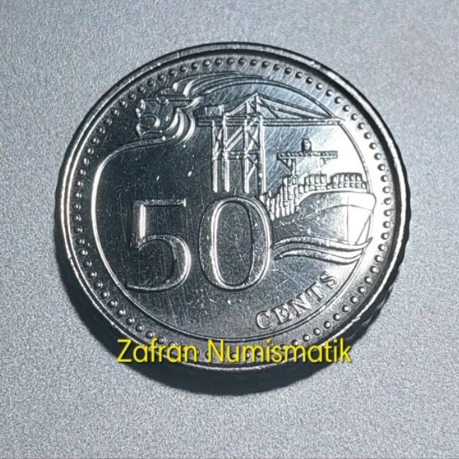 ZN1675. Uang Koin Asing Kuno SGD 50 Cents Singapura Tahun 2018