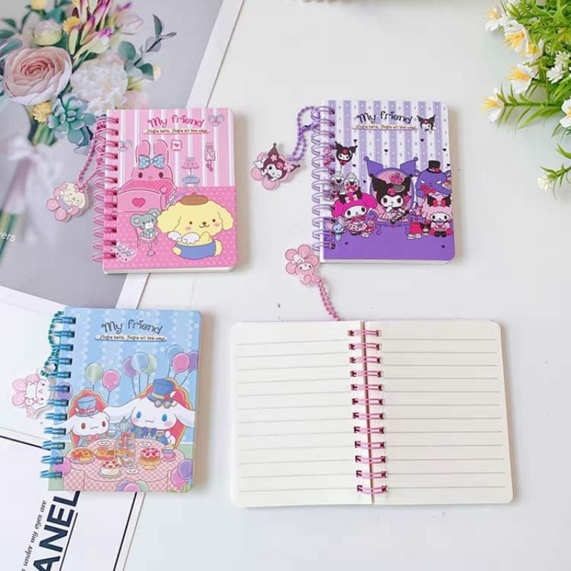 Buku Memo SANRIO Notes Pocket Book Buku Saku Cinnamoroll Kuromi Melody Kitty Pochacco Pompurin Catatan Harian Daily Journal School Anak Sekolah Mini Diary Murah