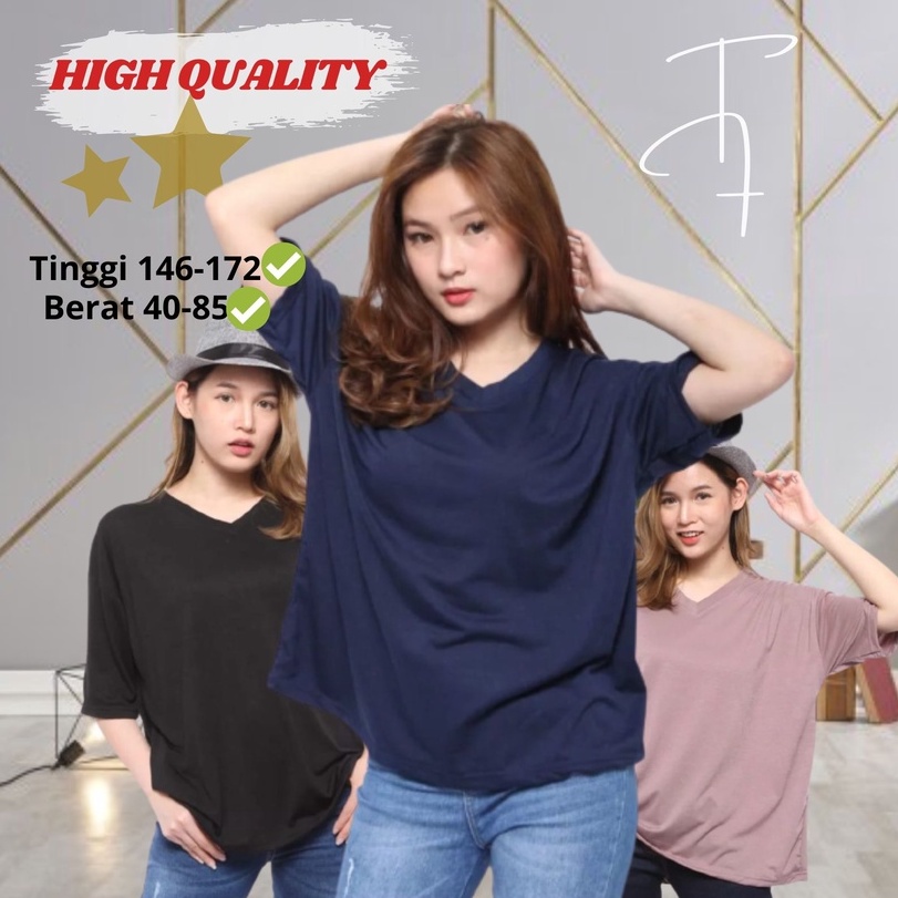 Baju Oversize Wanita V Neck // Kaos Lengan Pendek Wanita // Kaos Oversize Wanita // Kaos Polos Wanit