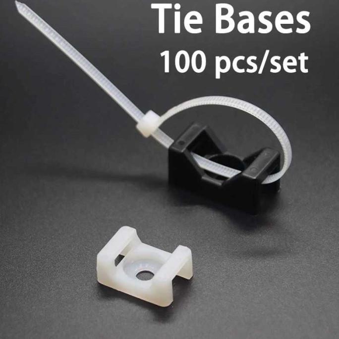 

&<&<&<&] Dudukan Cable Ties Tie Klem Perapi Kabel Mount Cord Organizer 100PCS