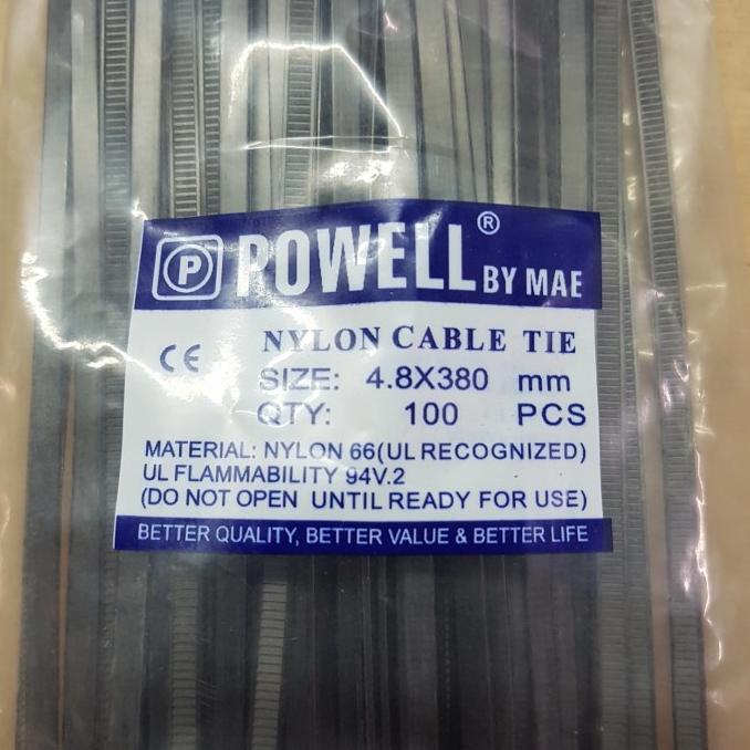 

*#*#*#*#] Powell Kabel Ties / Cable Tie 38 cm / 4.8 x 380 mm Hitam ( 100 Pcs )