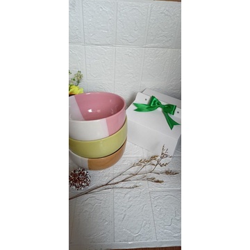 Mangkok souvenir Two-tone kemas Box Putih Polos