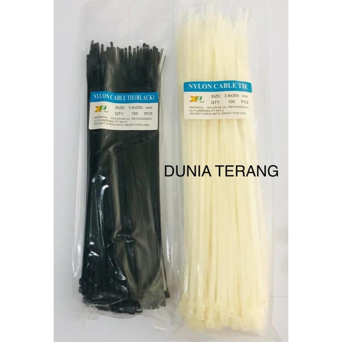 

Termantab] Kabel Ties / Cable Ties / Pengikat Makanan 3,6 25cm 30cm Hitam Putih