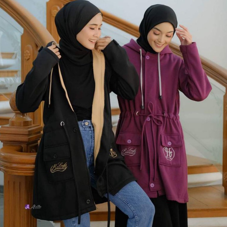Big Sale.. OUTER HIJAB MUSLIMAH TERBARU ORI ALIETHA JAKET HODIE WANITA MODERN MASAKINI