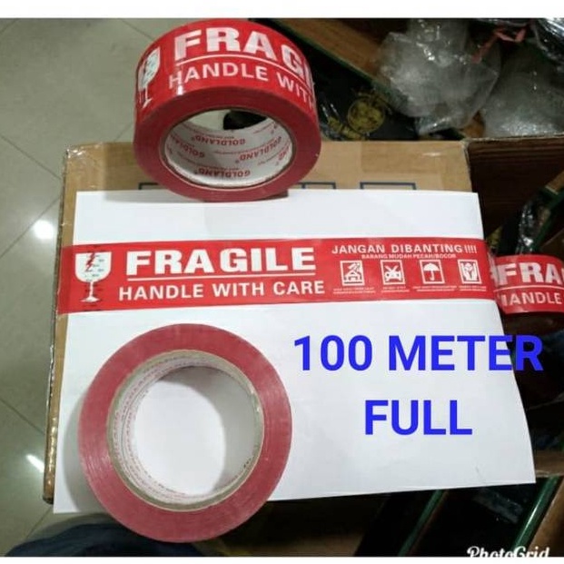 

AQ80OZ83 Lakban fragile merah 100 meter x 48mm jangan dibanting lakban segel ↔Sale