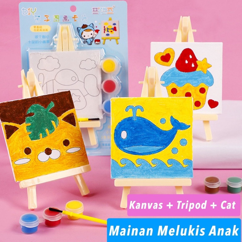 

Terbaru Lukisan Kanvas Mini(10x10) - Painting Mini Canvas (free tripod) - Children Canvas Painting / Set Kanvas Lukis Anak Kado Ulang Tahun