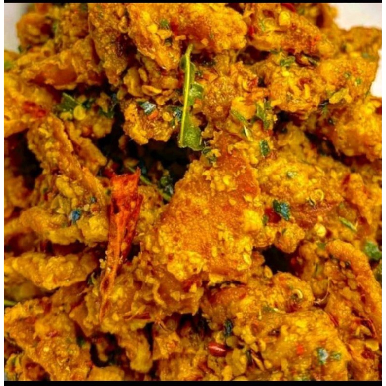 

kulit ayam crispy pedas 100gram daun jeruk/kulit ayam krispi original/kripik/krupuk/enak/gurih/cemilan viral/lauk