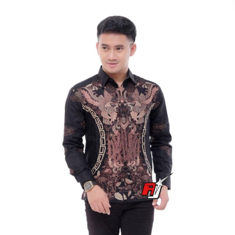 Kemeja Batik Pria Modern Lengan Panjang Casual Modis Slim Fit Trendy Masa Kini OL 162