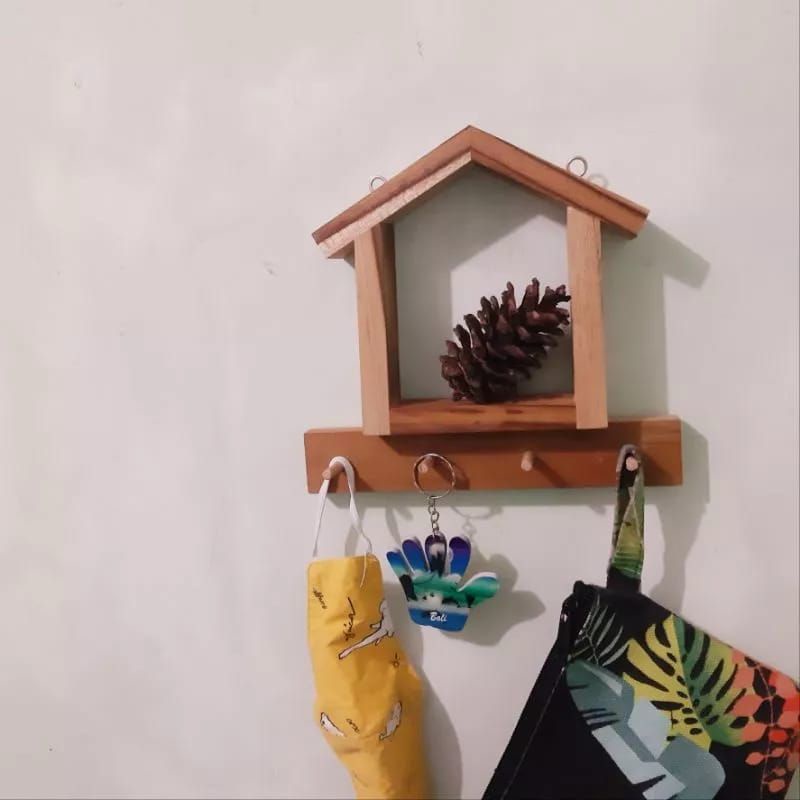 Kapstok gantungan kunci/gantungan tas/kapstok kayu jati solid