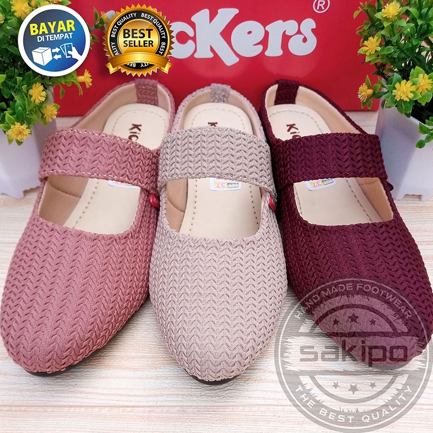 HRR-74 PROMO 12.12 BIRTHDAY SALE FLAT SHOES WANITA DEWASA REMAJA SLOP RAJUT KICKERS TRENDI NYAMAN DI