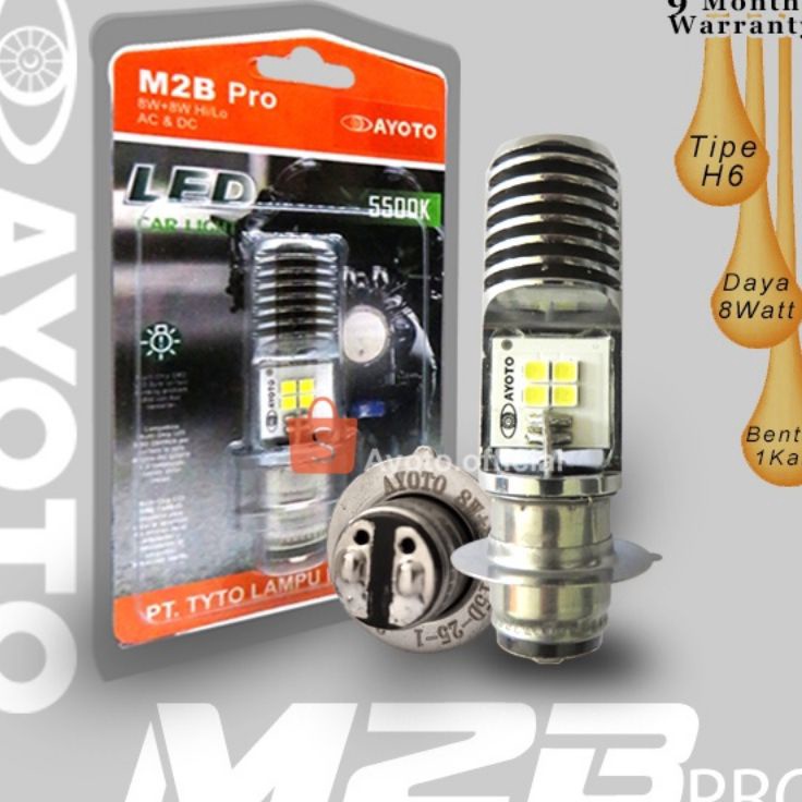 AYOTO H6 M2B PRO 8w+8w HiLo AC/DC Lampu depan LED