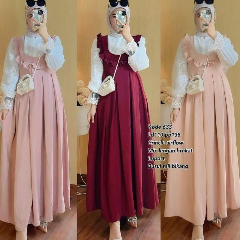 GAMIS KOMBINASI PUTIH CRINKLE AIRFLOW