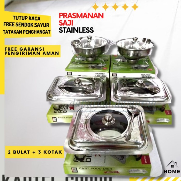 Terlaris Home Prasmanan Stainless Stell Setengah Kaca Motif Batik Set
