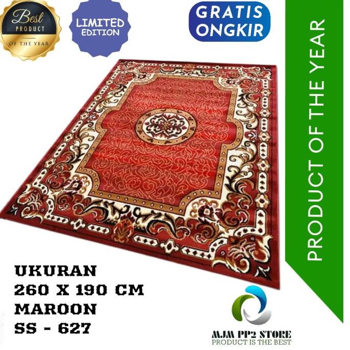 Karpet Lantai Carpet Bulu Permadani Tebal Shama 260X190 Ss-627 Maroon Mita.Tamari