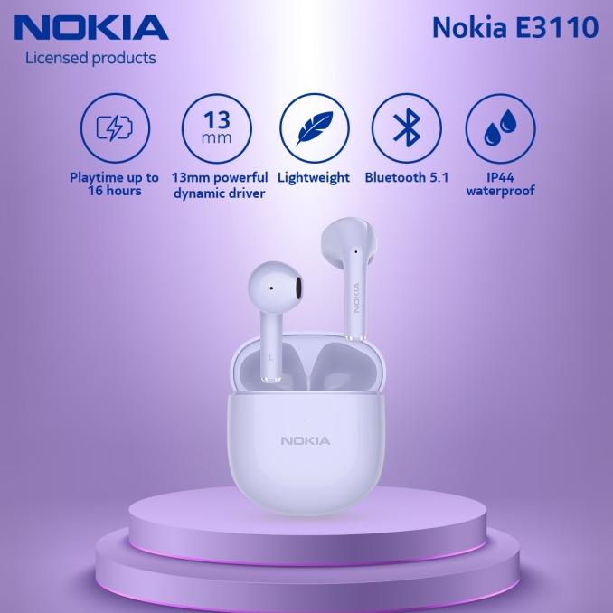 Best Seller Nokia E3110 True Wireless Earbuds Bluetooth Earphone TWS HD - Purple