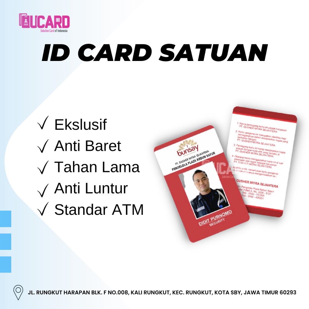

KARTU ID CARD PVC 2 SISI CUSTOM FULL COLOUR