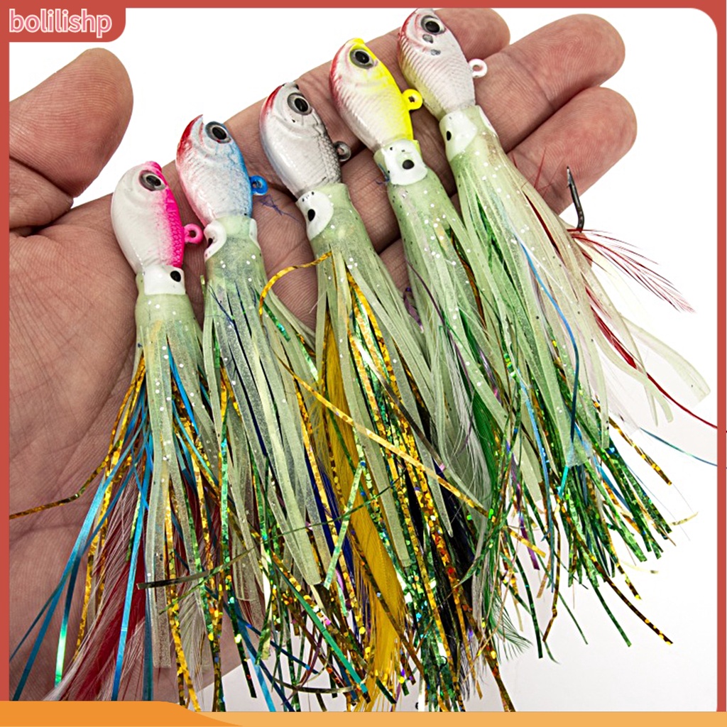 [Bolilishp] 28g/14cm Gurita Kait Umpan Glow-in-The-Dark Tajam Kait 3D Fisheyes Tahan Karat Kepala Ikan 14cm Buatan Memancing Memikat Aksesoris Memancing