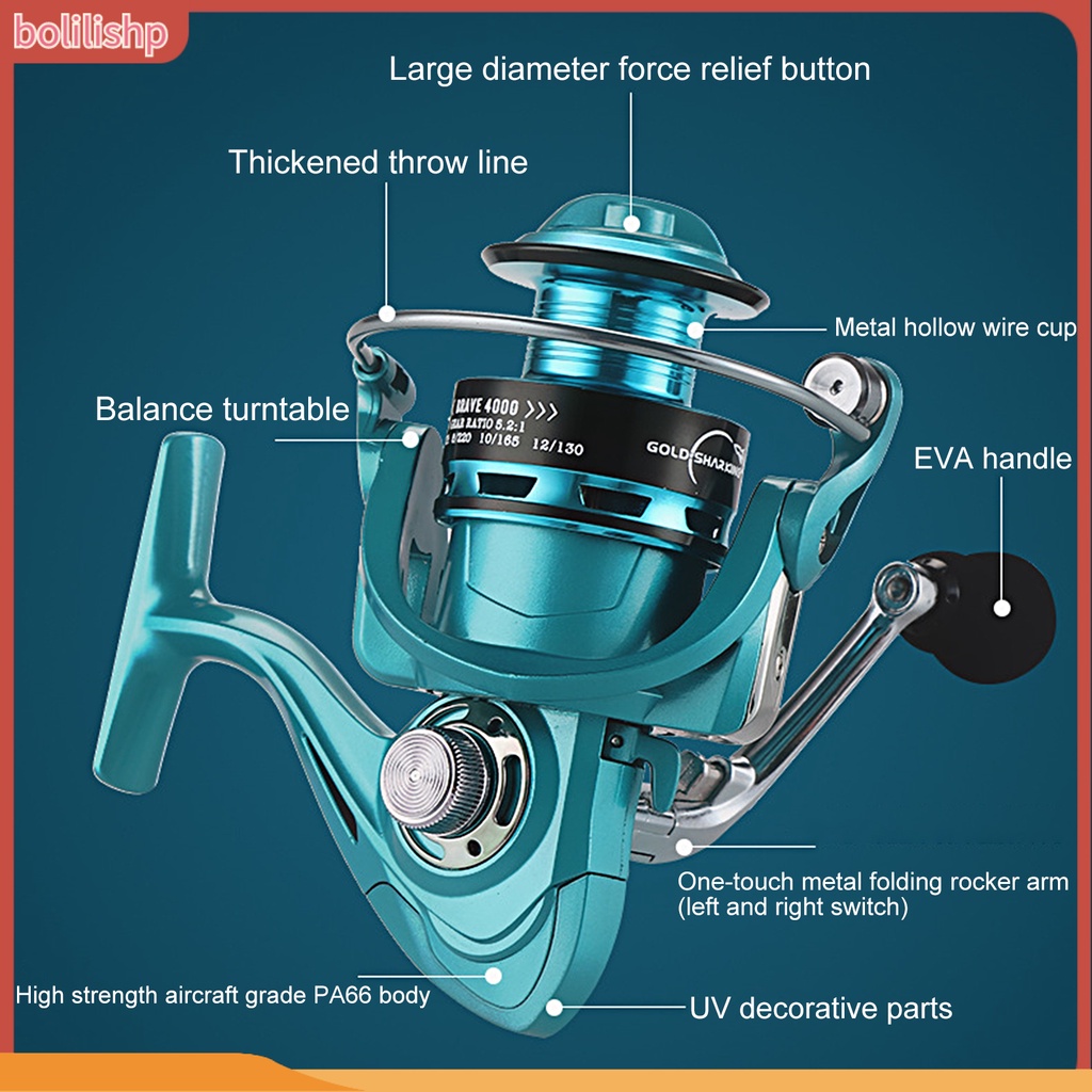 [Bolilishp] fishing Reel Kuat Dan Kokoh Collapsible Handle Transmisi Halus Rem Besar Halus Tembakan Panjang Memancing Knob Metal Kekuatan Tinggi Gulungan Berputar Untuk Memancing Di Luar Ruangan