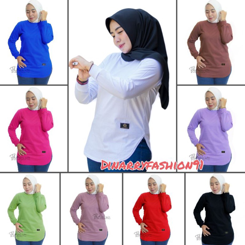 [ TERLARIS ] Kaos Polos Wanita // Baju Tangan Panjang Wanita Model Body Oval  Kaos JUMBO //  Kaos Wa