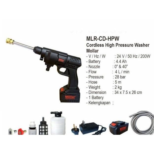 Mollar Hpw 24V Cordless Jet Cleaner Mesin Cuci Motor Mobil Ac Baterai