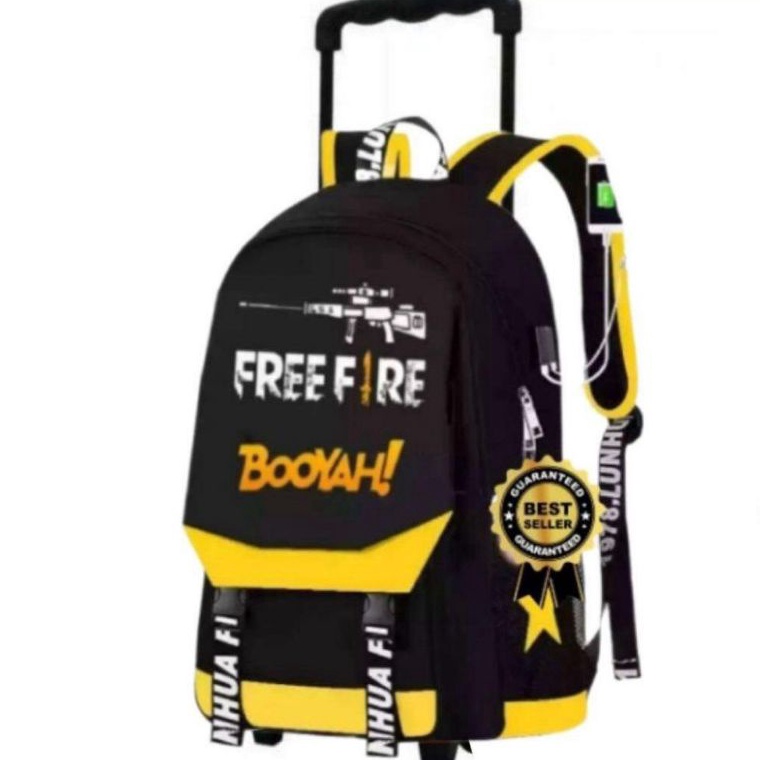 XHRR-76 TROLI Tas Dorong tas roda TAS Ransel Sekolah TK SD Anak Laki Laki Motif FF 958)