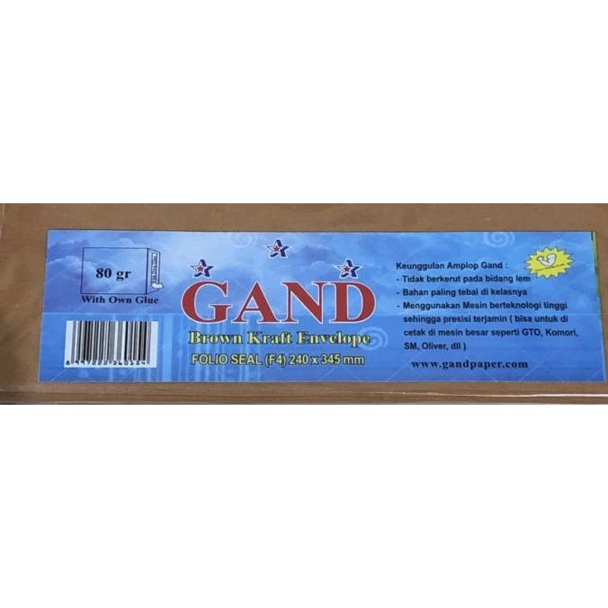 

Amplop Coklat Seal / Lem Folio (F4) Gand -BRIO hqu01