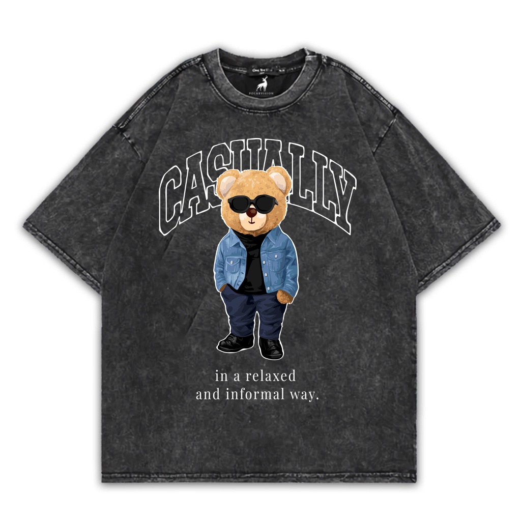 PolarVision T-shirt Oversize Teddy Streetwear Washed Sandwash