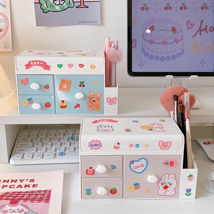 

Aurealiamall Rak Lemari Mini Makeup/ Alat Tulis Organizer Lucu-Korea Estetik