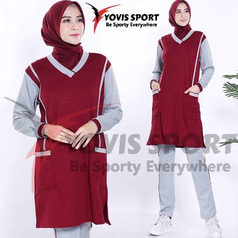 Booming Stelan tunik jumbo termurah /baju senam ternyaman Yovis Sport / setelan tunik/Setelan senam 