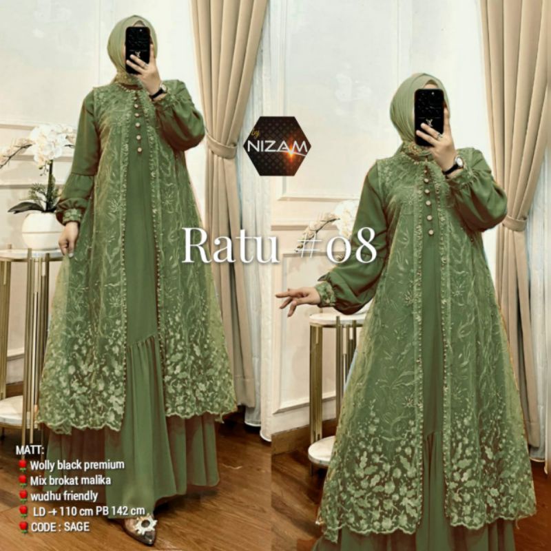 Ratu #08 Maxy dress inner dan outer tidak menyatu bordir super mewah by Nizam REALPICT PRODUK