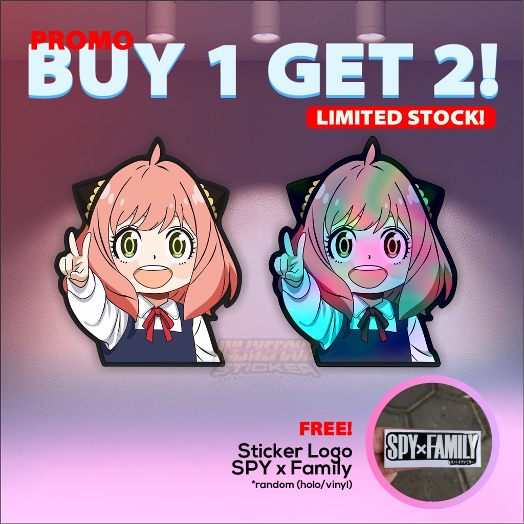 

Sticker Hologram Stiker Anime - Anya Forger - SPY x Family - Wibu Jepang Untuk Laptop Case Hp Koper Helm Imut Lucu