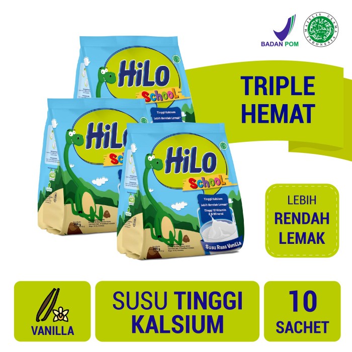

Triple Pack: HiLo School Vanilla 10 Sachet - Susu Tinggi Kalsium