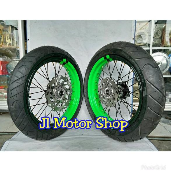 TERMURAH Sepaket Velg SuperMoto Super Moto Klx D-Tracker - Sepaket Velg Tromol Set Jari2 Supermoto K