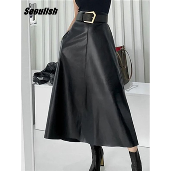 rok wanita / rok kulit wanita / Rok kulit panjang remple / rok kulit mayung free belt
