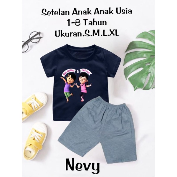 Setelan Kaos Anak Perempuan Mei-Mei Dan susanti Uk.S.M.L.XL