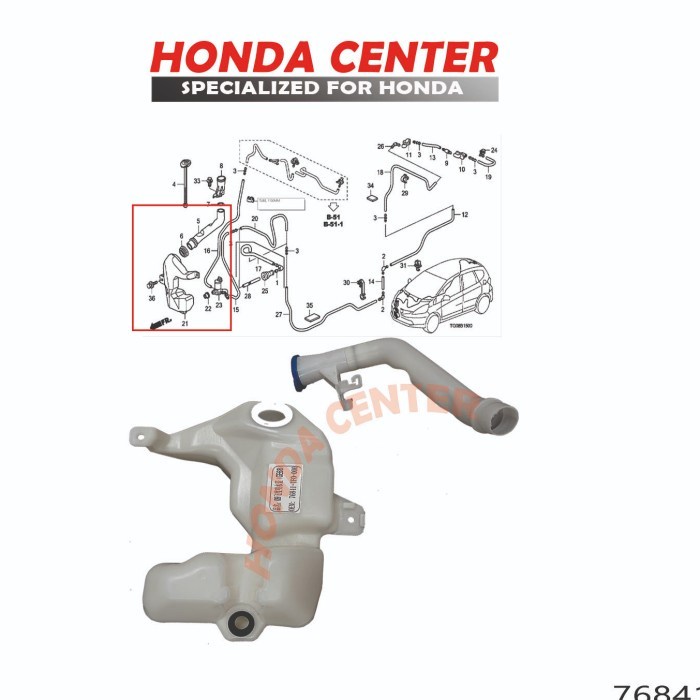 TABUNG AIR WIPER JAZZ S RS GE8 2008 2009 2010 2011 2012 2013 2014 Realtes Shop Id