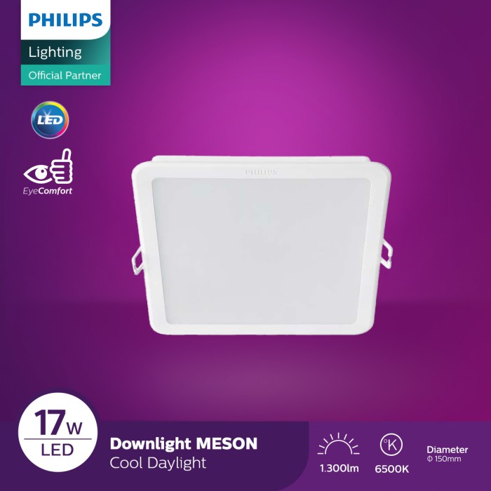 Philips Downlight Kotak Meson 59467 D150 17W Cahaya Putih