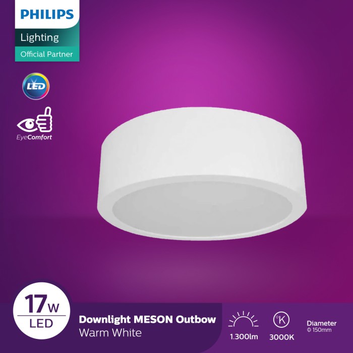 Philips Downlight Meson Bulat Outbow 59472 D150 17W Cahaya Kuning