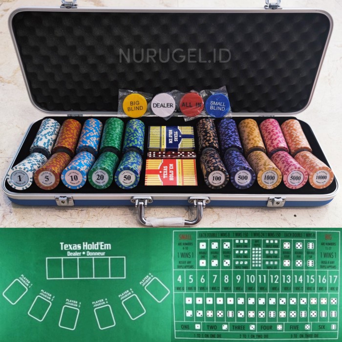 Poker Chip Coin Koin Set 500 pcs + Koper ABS Texas Holdem