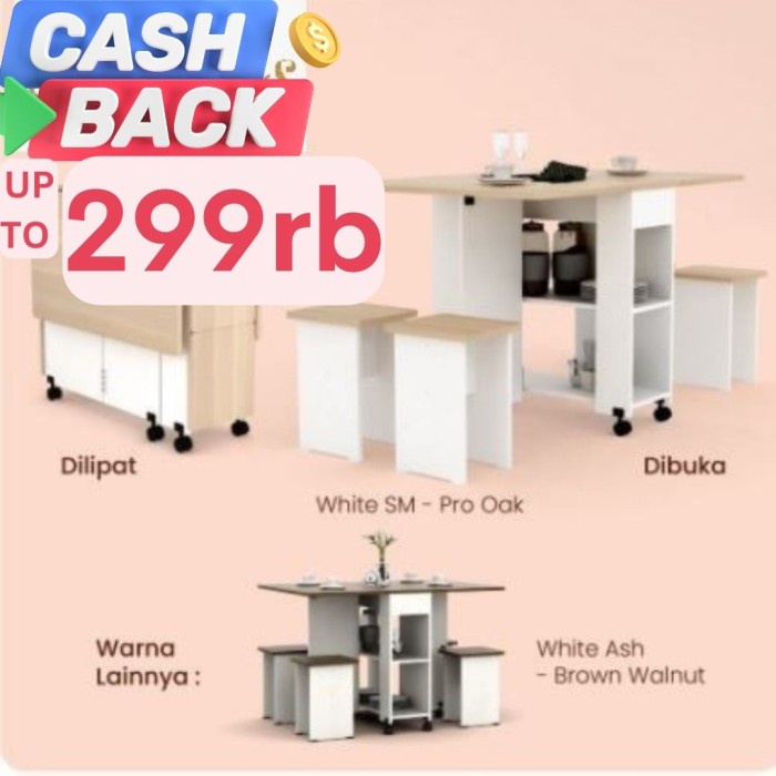 Meja Makan Set Lipat Roda ALLISON DT120 Harga Pabrik