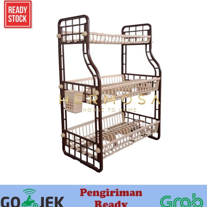 Rak piring plastik 3 susun LUCKY STAR Bahan Tebal Murah Berkualitas
