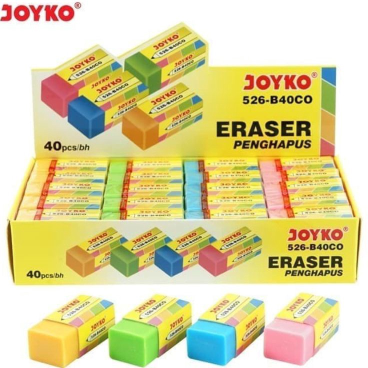 

☈h6 Ready Stock✫ Penghapus joyko kecil B.40CO/warna-warni ( 1pak/40pcs ) B95 ✣