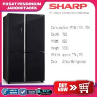 SHARP SJ-IF91PG-GB KULKAS SIDE BY SIDE MULTI DOOR 4 PINTU GLASS PPJ