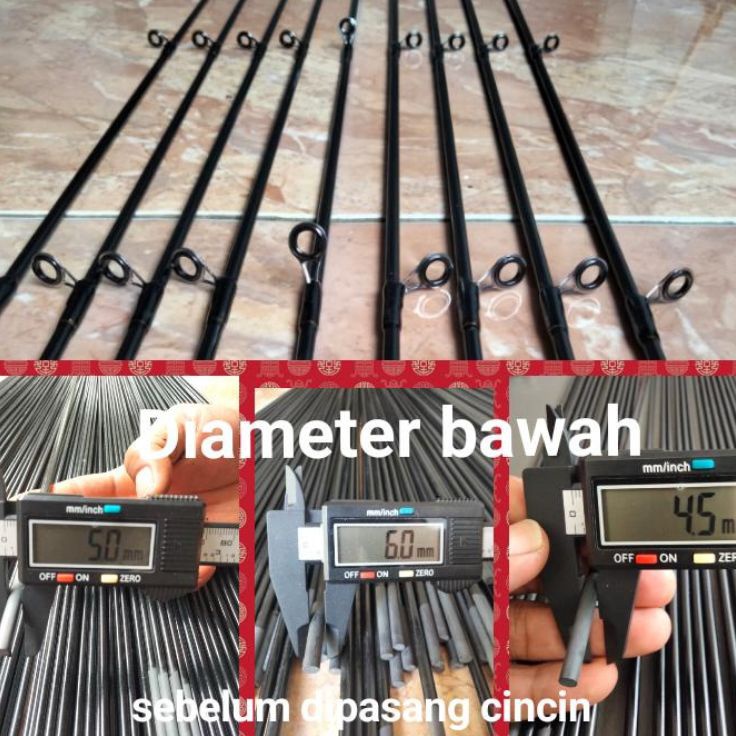 Terlaris Today ujung joran carbon solid diameter bawah 4,5mili 5mili 5,5 Mili, 6mili P 76,5 cm 80cm,