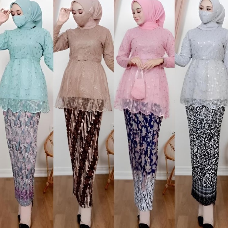 GNS.4Jn23d– Nusa_Kebaya Stelan Kebaya Brukat Tile / Setelan Kebaya Marsya Cantika / Kebaya Wisuda / 