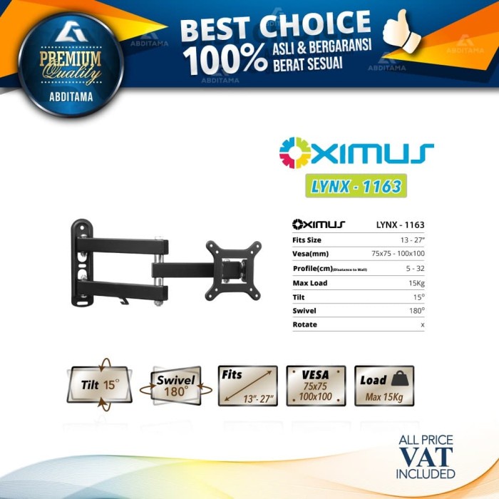 Terlaris Bracket Bracket Lcd Led Tv Monitor Oximus Lynx 1163 13" - 27"