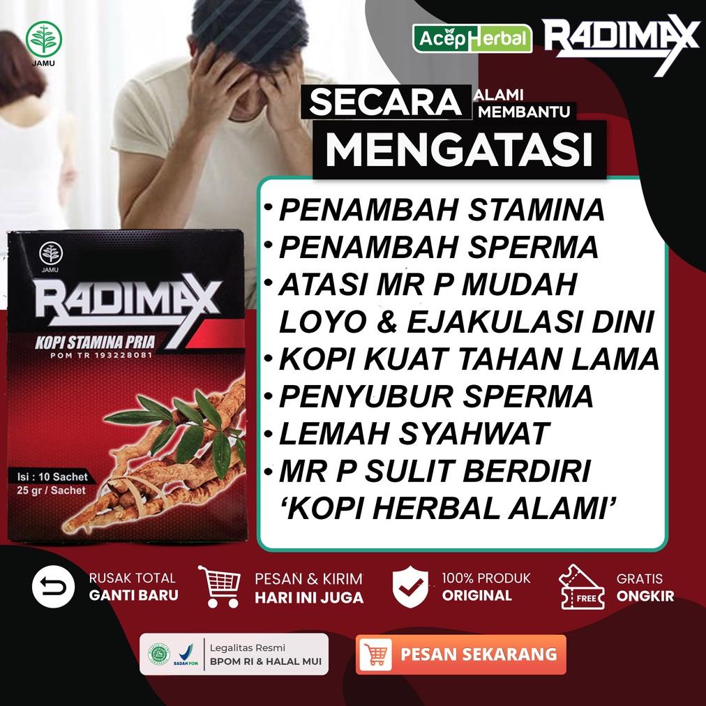 

Radimax Kopi Stamina Pria Kuat Tahan Lama Atasi Lemah Syahwat Ejakulasi Dini 1 Box Isi 10 Sachet Bpom Halal