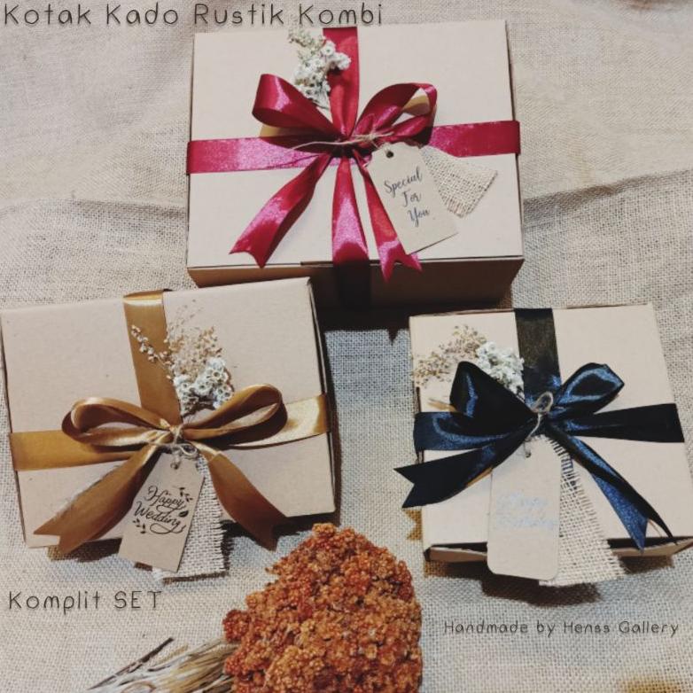

New Kotak Kado/Gift Box Rustik kombi goni hangtag untuk hampers hadiah
