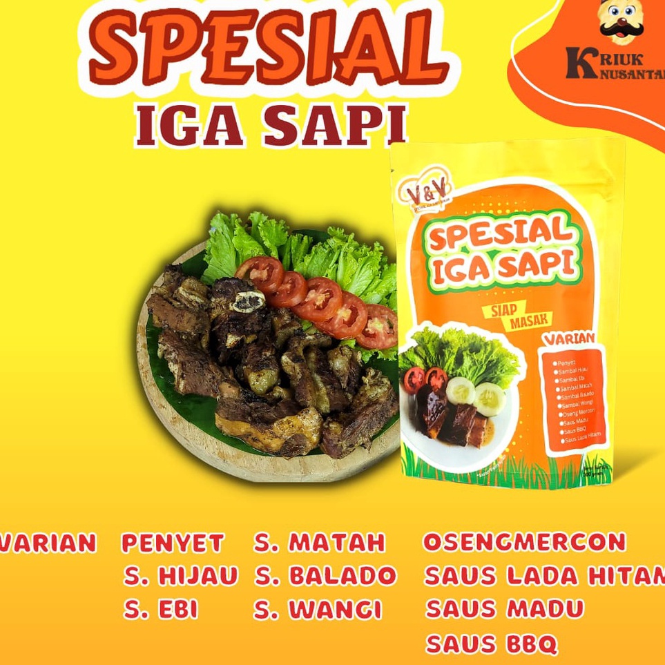 

Termurah SPESIAL IGA SAPI 300 GRAM, BANYAK VARIAN RASANYA, TANPA TULANG !