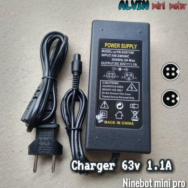 New Charger 63V 1.1A Ninebot Mini Pro Pin 3 Dan 4 Cas Casan Sparepart Electric Smart Balance Wheels